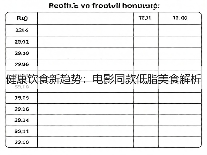 健康饮食新趋势：电影同款低脂美食解析